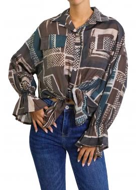 Camicia fantasia manica con volant 